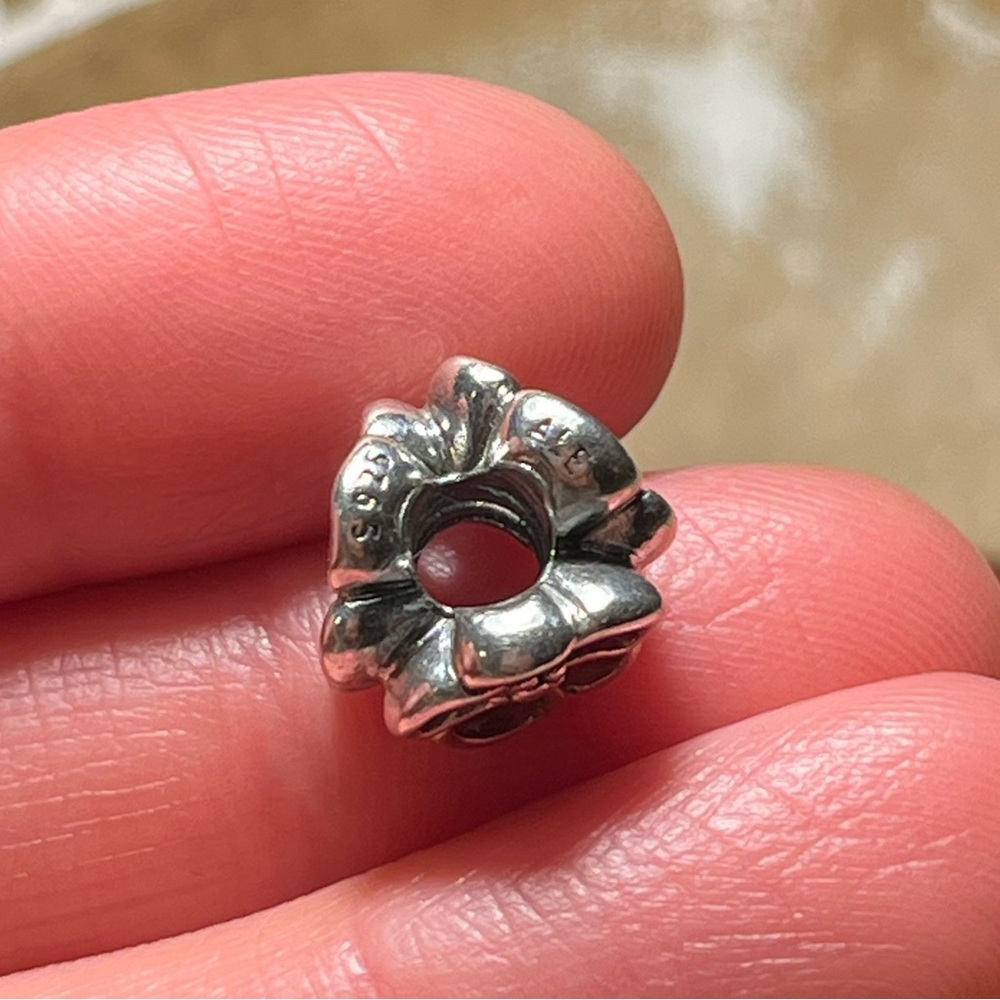 Pandora Red Poppy Sterling Silver Flower Bead Charm RARE - Picture 11 of 12